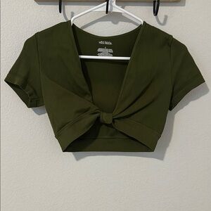 Wild Fable Olive Green Knot Front Top